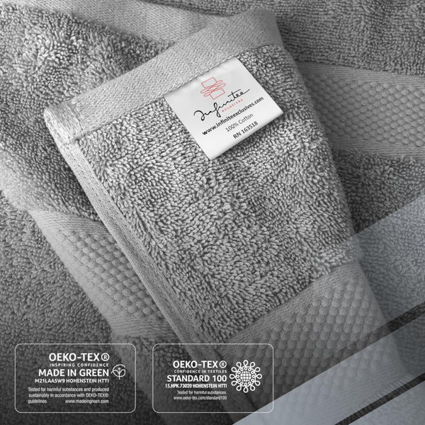 Infinitee Xclusives Bath Towels Set of 4 (70x140 cm) - 100% Cotton, Super Absorbent, Quick-Dry Towels for Bathroom, Spa, Gym & Hotel |Charming Grey|