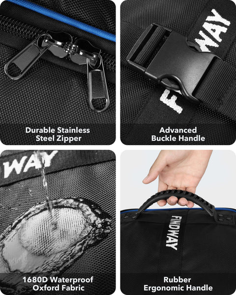 Findway Golf Travel Bag with Wheels [Upgraded], 1680D Heavy Duty Oxford Wear-Resistant Waterproof Travel Golf Bag Case with [Extra Removable Pad],