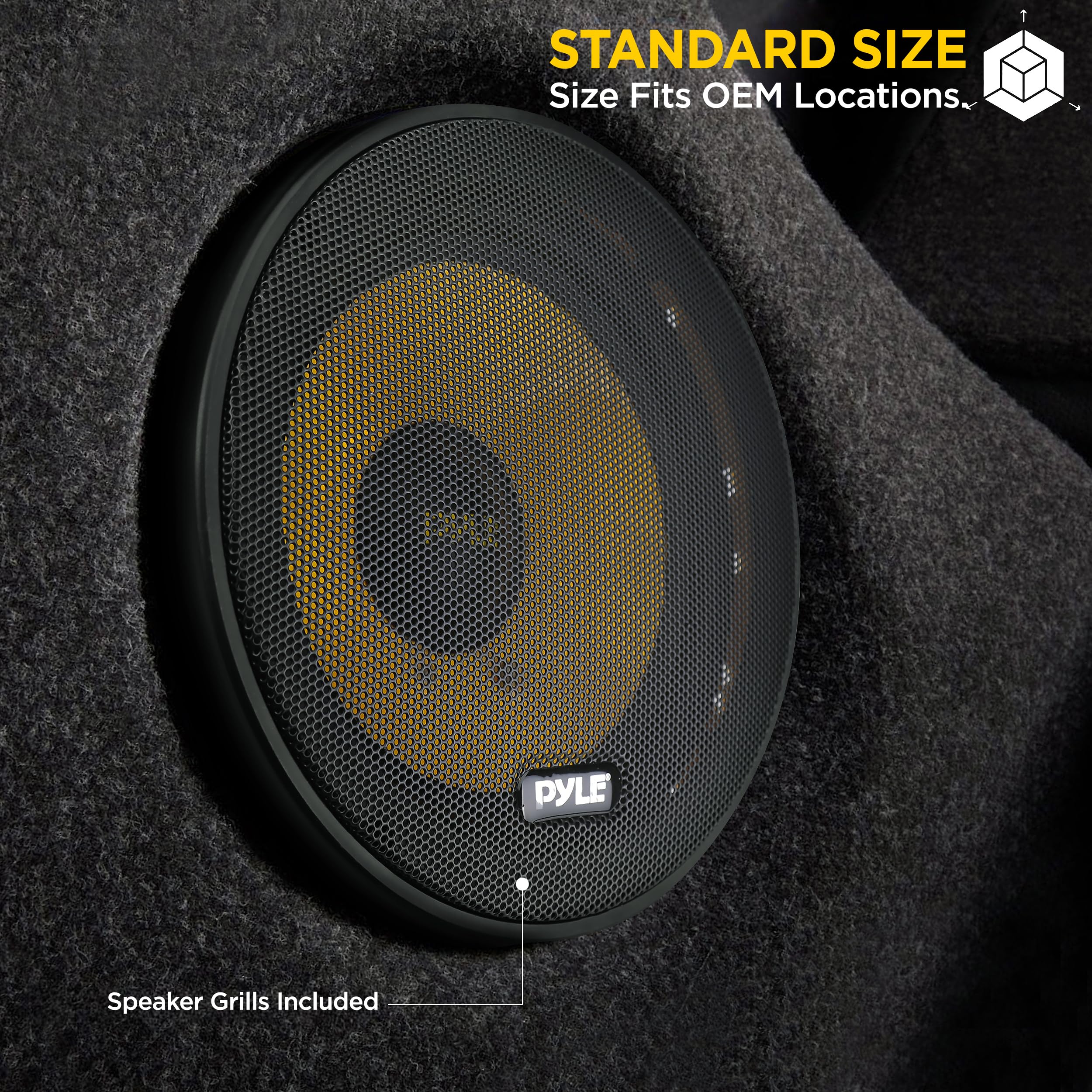 Pyle 2-Way Component Speaker System – 16.5cm, 400W, Electroplated Basket, Butyl Rubber Surround, 1.13kg Magnet, Wire Installation Kit – PLG6C, Yellow