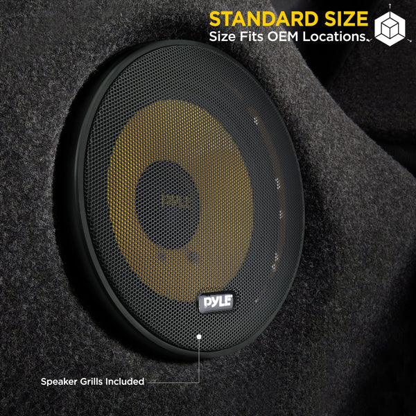 Pyle 2-Way Component Speaker System – 16.5cm, 400W, Electroplated Basket, Butyl Rubber Surround, 1.13kg Magnet, Wire Installation Kit – PLG6C, Yellow