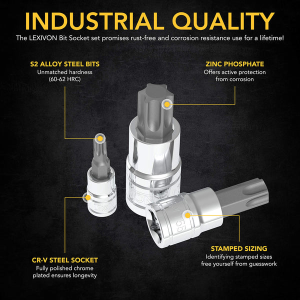 LEXIVON Master Wrench Key Set, 35-Piece Long Arm Ball End Hex Keys | 3-Pack Metric/SAE & Star, Industrial Grade S2 Alloy Steel (LX-131)