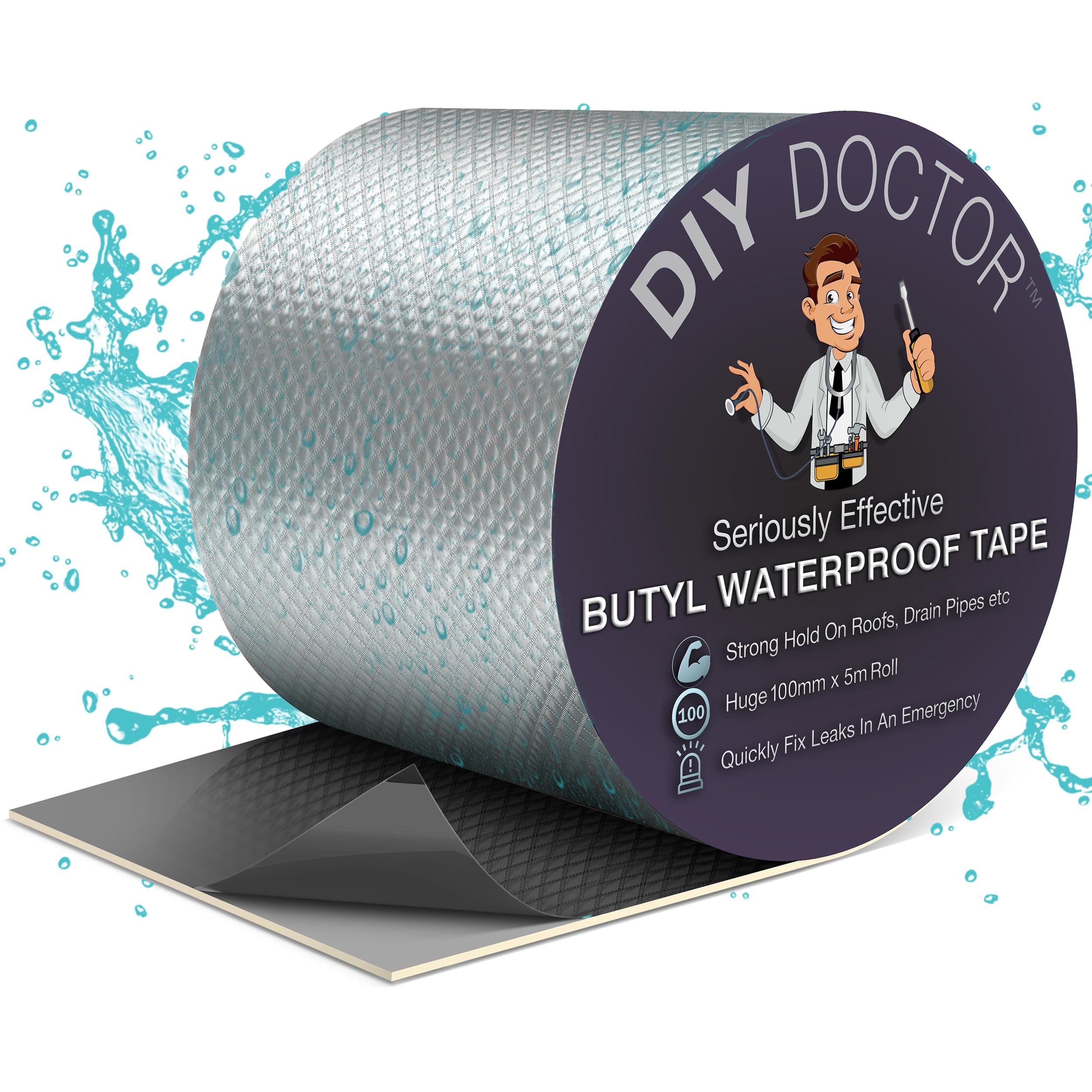 DIY Doctor Waterproof Tape for Leaks - Butyl Roof Sealant Tape - Outdoor Waterproof Repair Tape with Aluminium Foil – 50mm x 5m