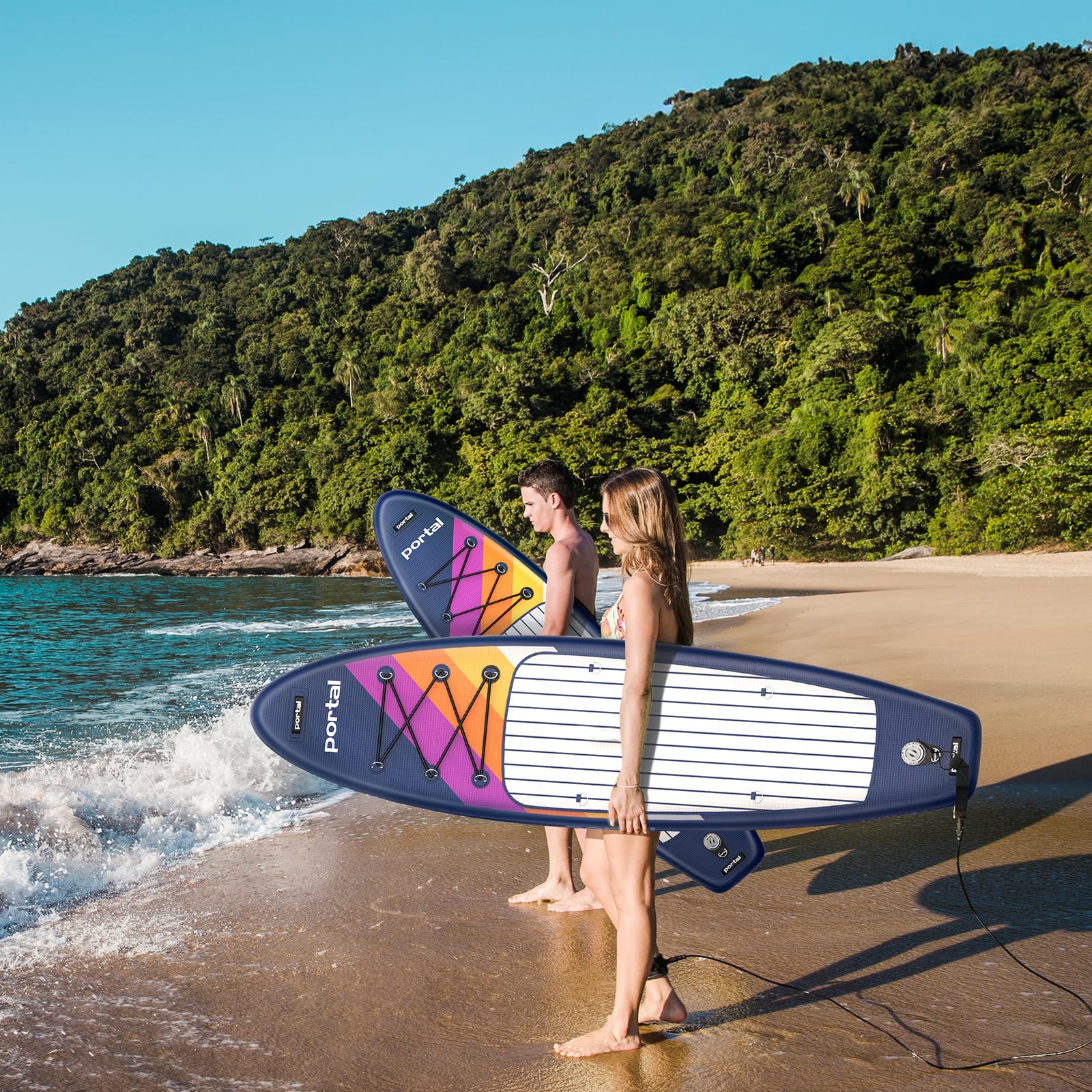 Portal Stand Up Paddle Board, 10'6x33 x6 Inflatable Paddle Boards with SUP Accessories Including Carry Bag, Hand Pump, Paddle, Leash, Fin, Repair Kit, Waterproof Phone Case