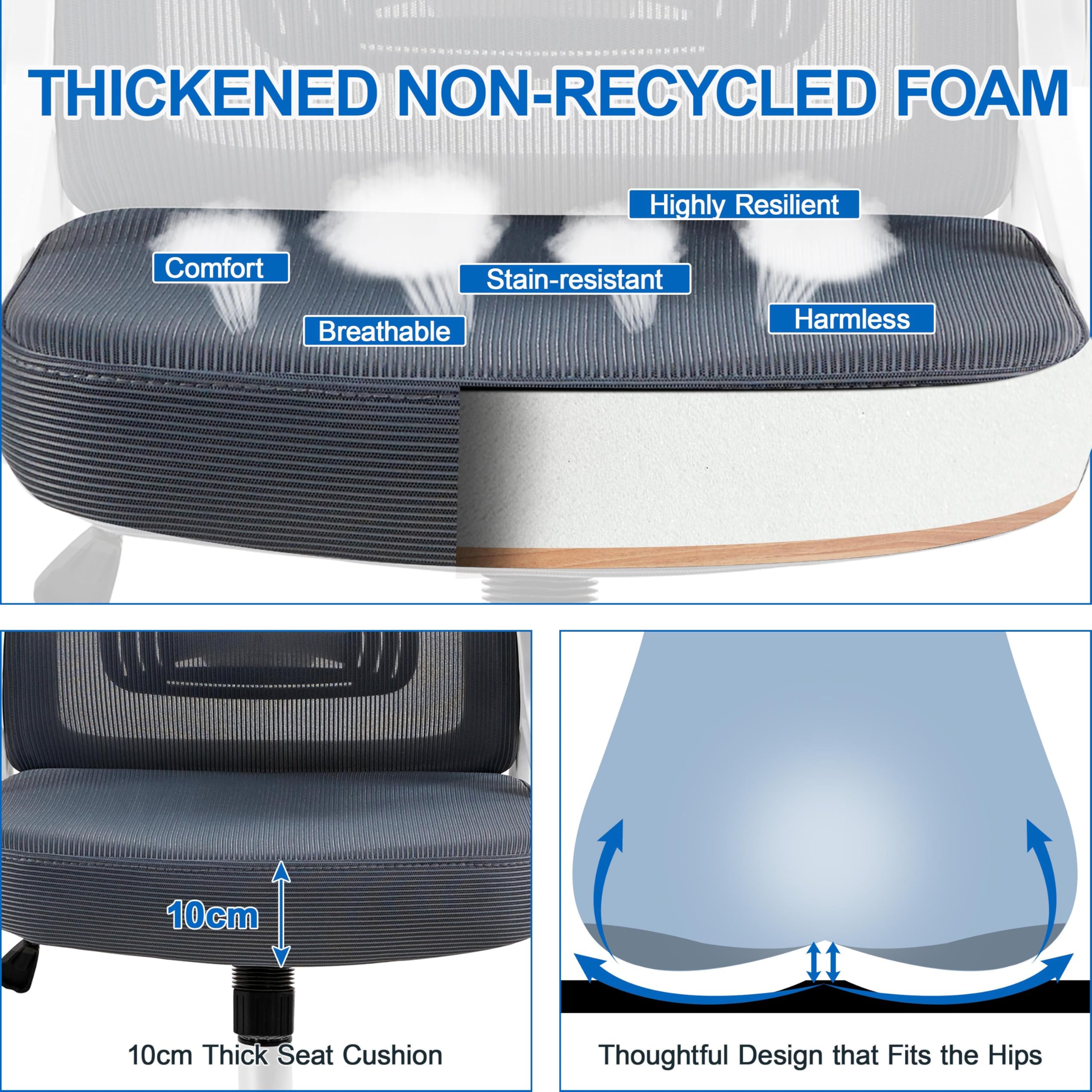 Yaheetech High Back Home Office Chair Ergonomic Swivel Desk Chair with Arms and Height Adjustable Back Support for Home Study or Manager Work White/Pink