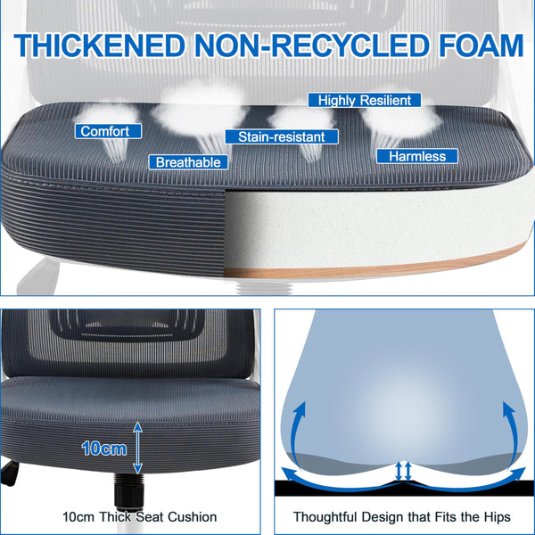 Yaheetech High Back Home Office Chair Ergonomic Swivel Desk Chair with Arms and Height Adjustable Back Support for Home Study or Manager Work White/Pink