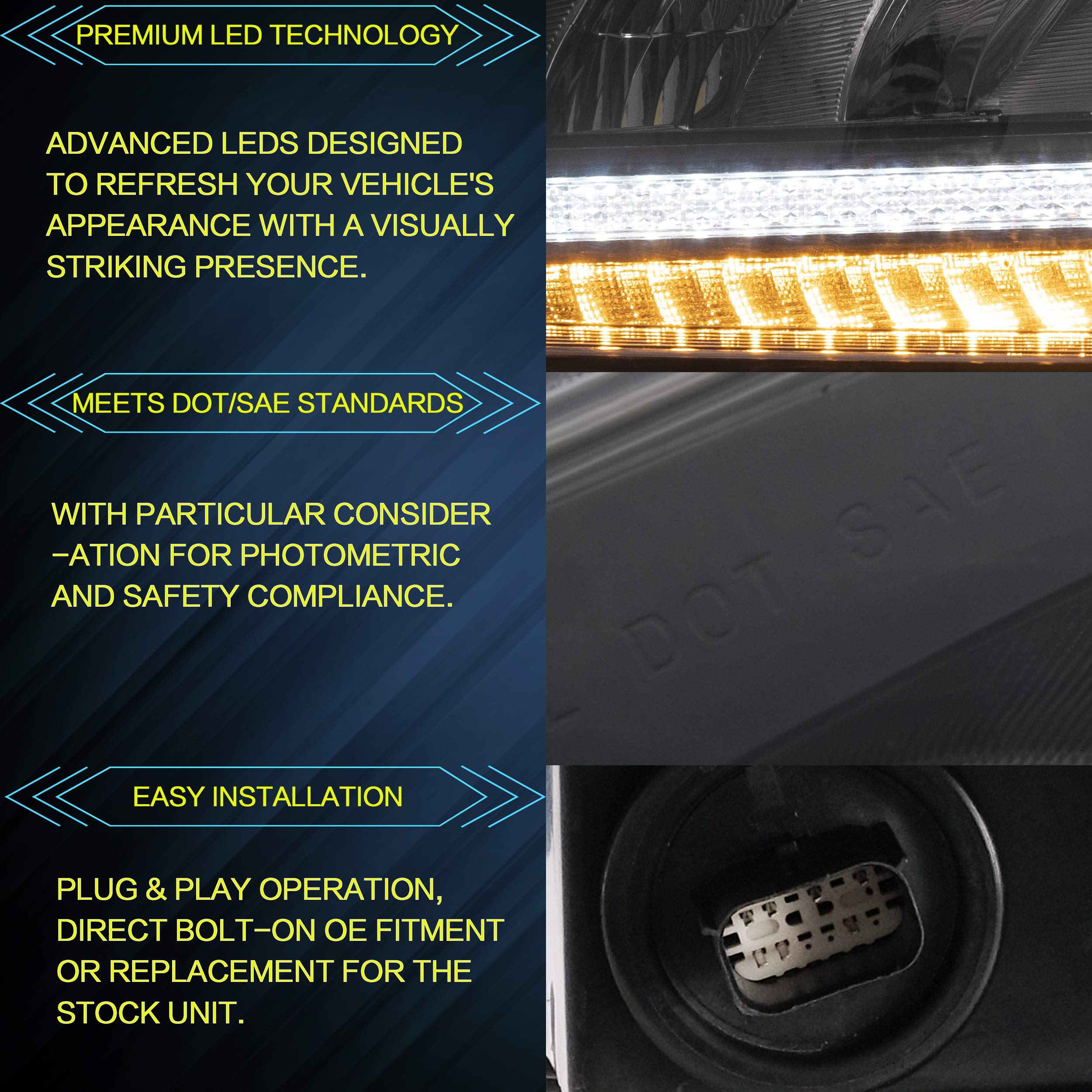 VLAND Headlights Compatible with 2019 2020 Do-dge Ram 1500 Tradesman, Bighorn, Laramie, Rebel Headlights, Pair (Driver and Passenger Side), Clear