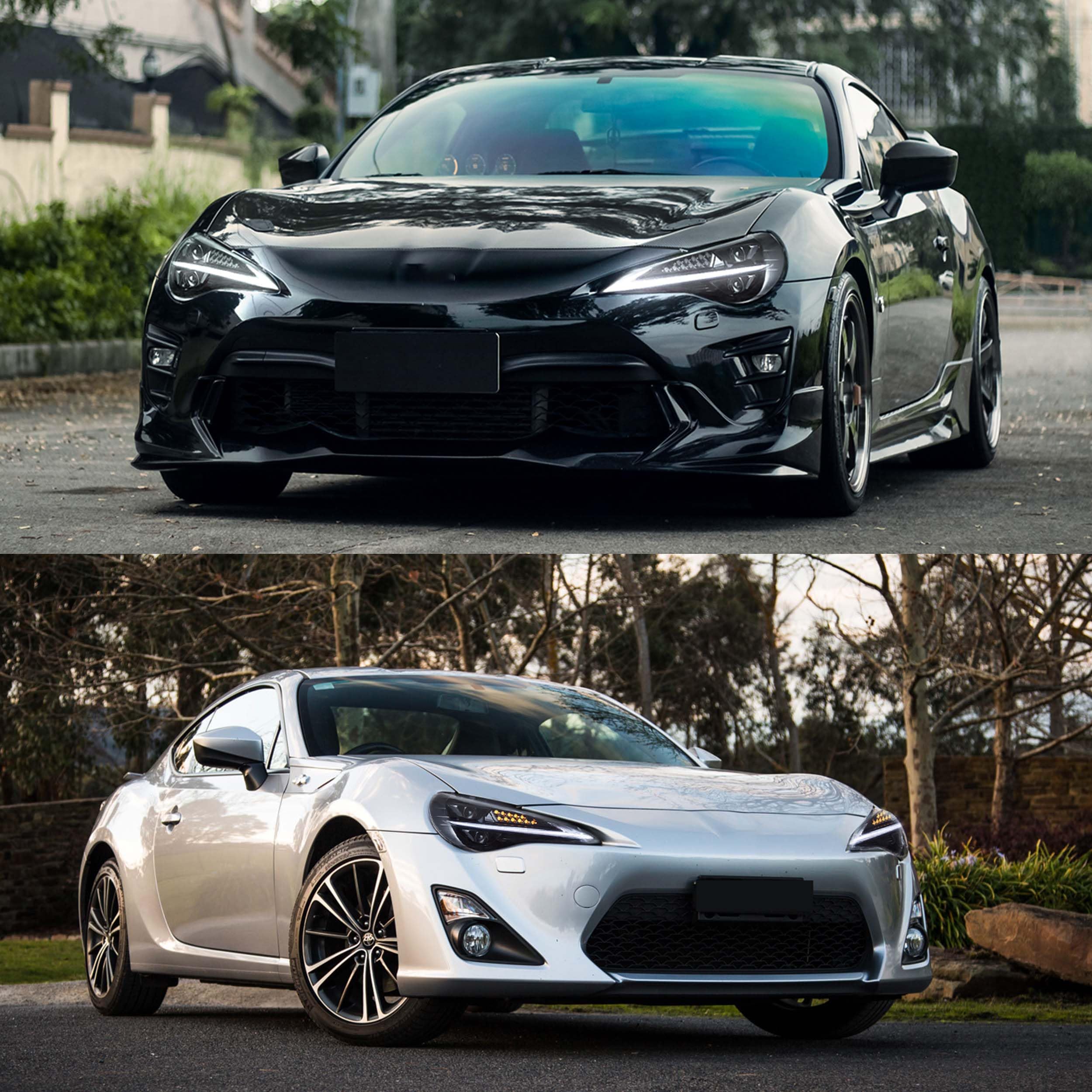 VLAND LED Tail Lights Compatible with Toyota 86 GT86 2012-2020/Subaru BRZ 2013-2020/Scion FR-S 2013-2020, Full LED Rear Light with Sequential Indicator, Red White Lens