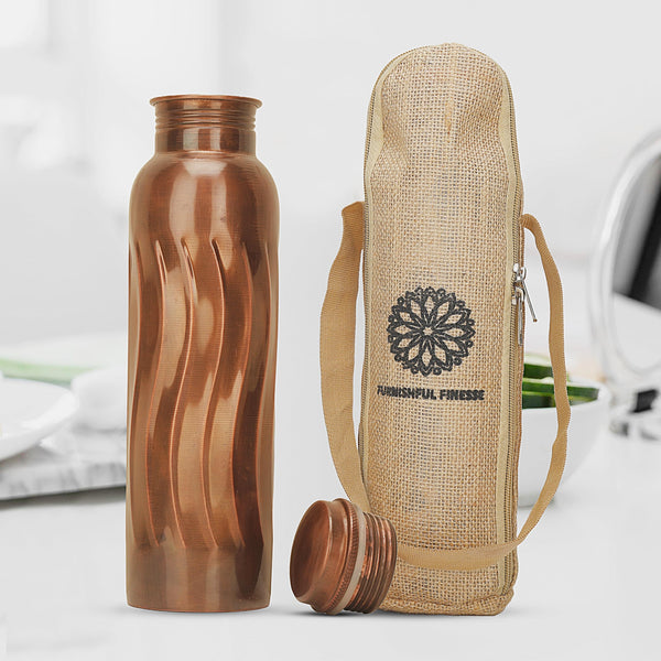 34 Oz Pure Copper Water Bottle With Ayurvedic Benefits Copper Bottle With Bag For Drinking Drink Leak Proof Lid Large Handcrafted Copper Water Vessel