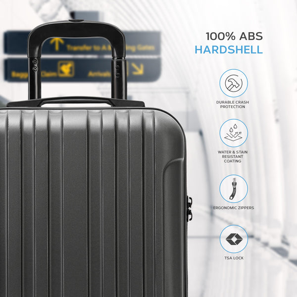 Flight Knight Premium Lightweight Suitcase - Built-in TSA Lock - 8 Spinner Wheels - ABS Hard Shell Check in Highly Durable Luggage - Medium - 67x45x26cm