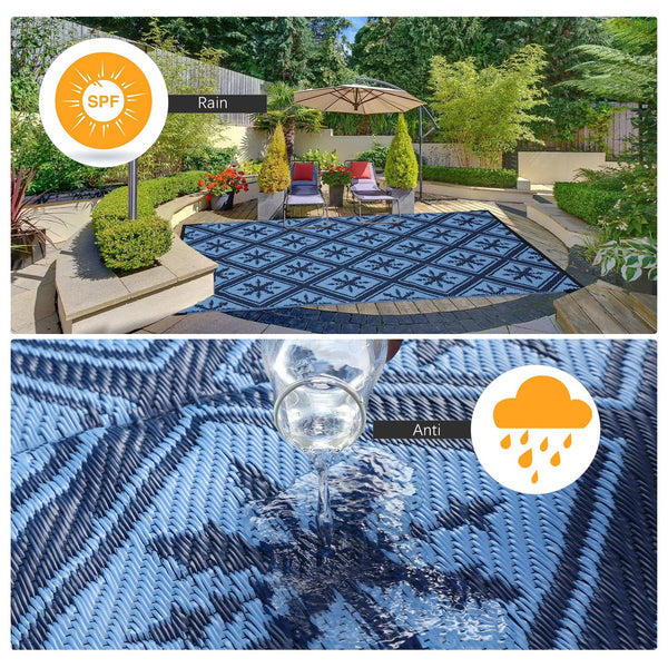 Enipate Outdoor Rugs for Garden Patios, 5x8ft Plastic Weatherproof Woven Picnic Blankets, Reversible & Easy Cleaning Deck Carpet Camping Mats