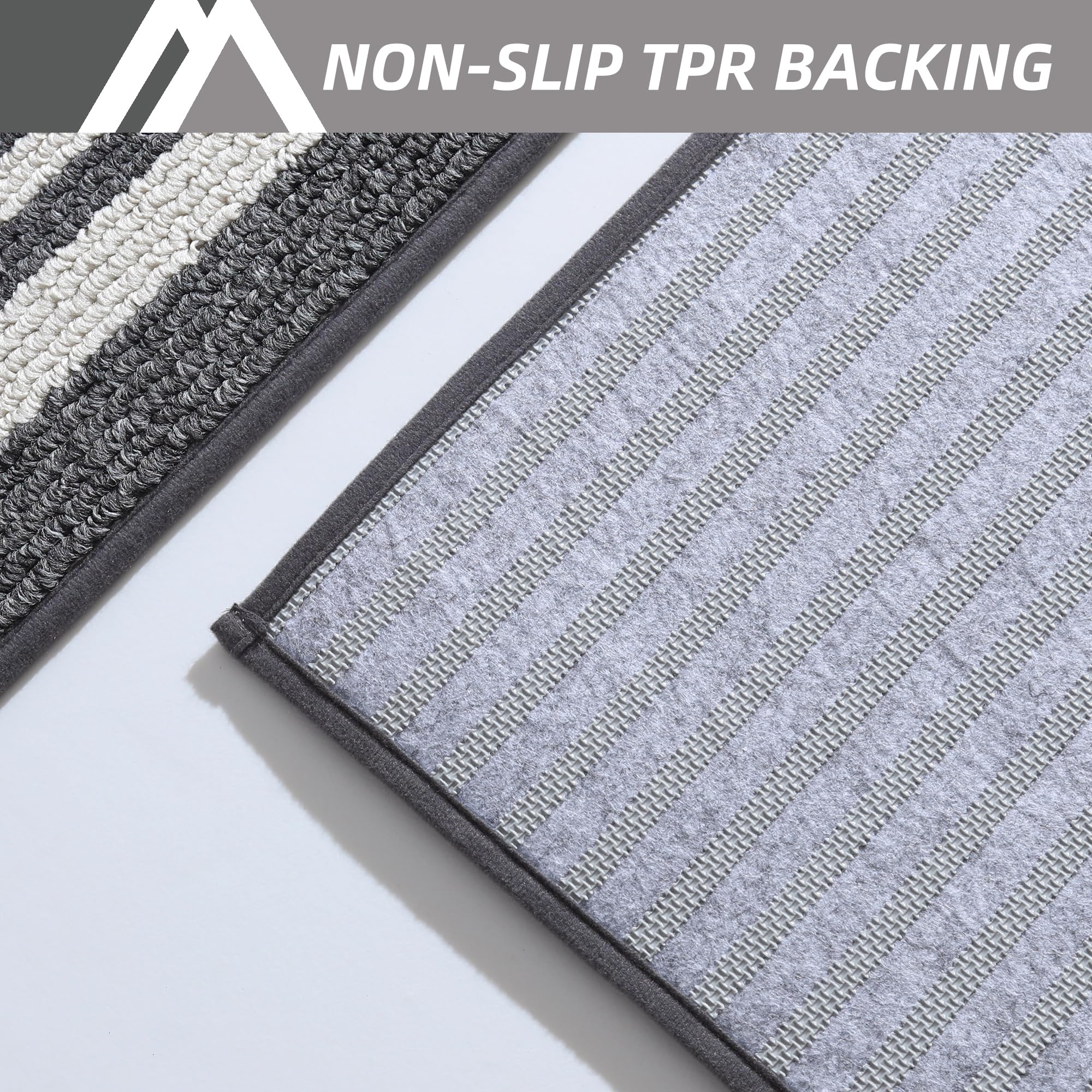 COSY HOMEER Kitchen Rugs 2 Pieces, 51x76cm+51x122cm, Absorbent and Stain-Resistant Kitchen Mats Non-Slip, Machine Washable Kitchen Runners Floor Mat