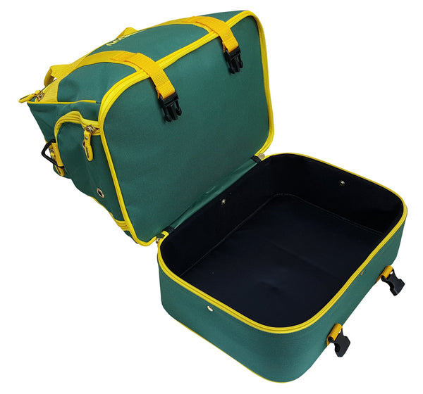 Acclaim Farne Midi Nylon Double Decker Bowlers Level Lawn Flat Green Short Mat Indoor & Outdoor Bowling Bowls Bag New 2025 Model (Bottle Green/Yellow)