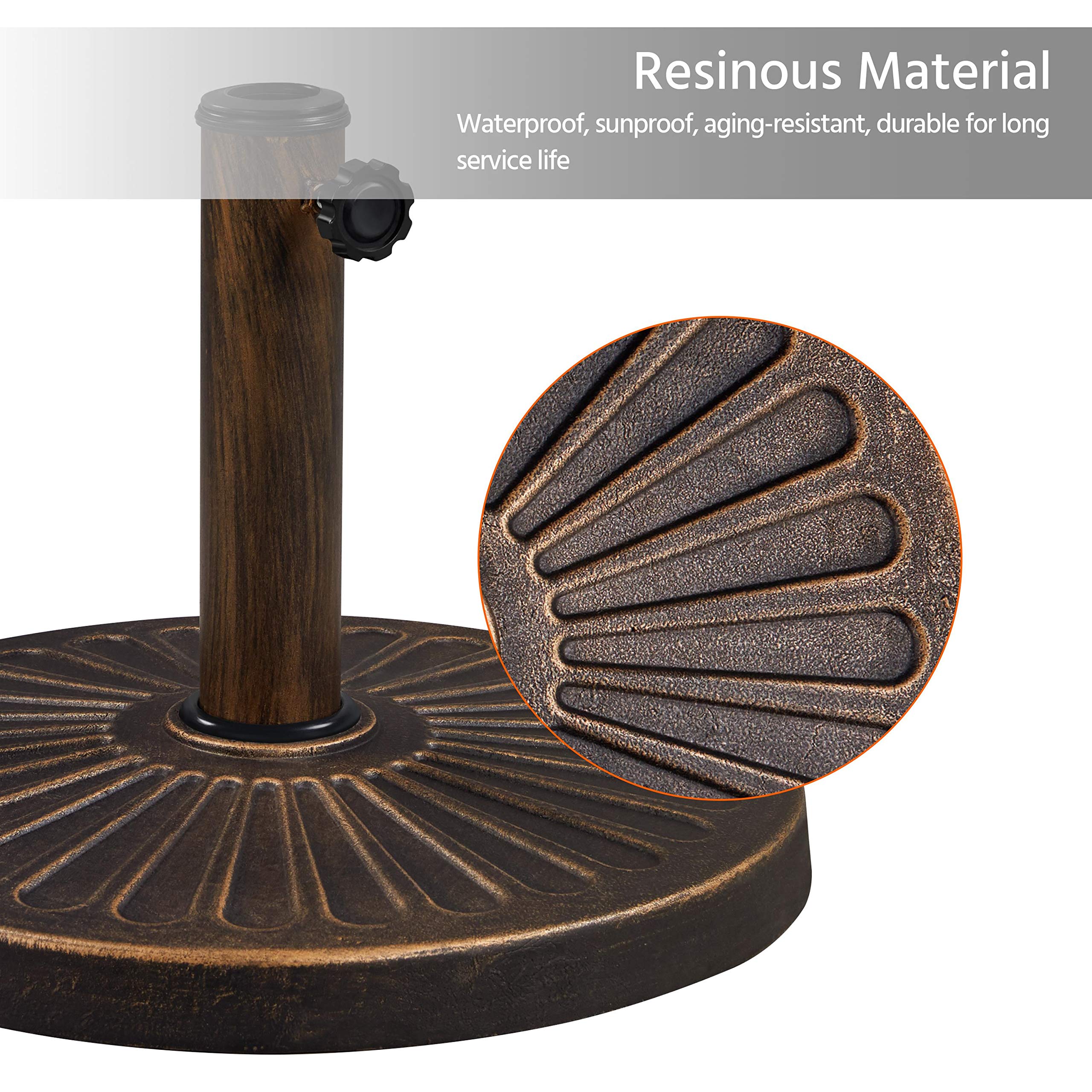 Yaheetech 10kg Patio Umbrella Stand Parasol Base Weight Heavy Duty Garden Parasol Stand Holder Round Iron Umbrella Base Stand Bronze
