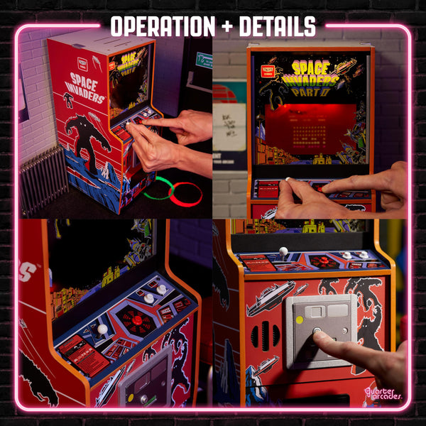 Numskull Quarter Arcades Teenage Mutant Ninja Turtles Collector's Edition Mini Arcade - 1/4 Scale Authentic Wooden Replica, Original ROM, Rechargeable Battery & 3W Speakers for Retro Enthusiasts