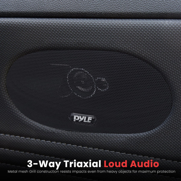 Pyle 3-Way Universal Car Stereo Speakers - 300W 4" x 10" Triaxial Loud Pro Audio Car Speaker Universal OEM Quick Replacement Component Speaker Vehicle Door/Side Panel Mount Compatible, PL410BK (Pair)