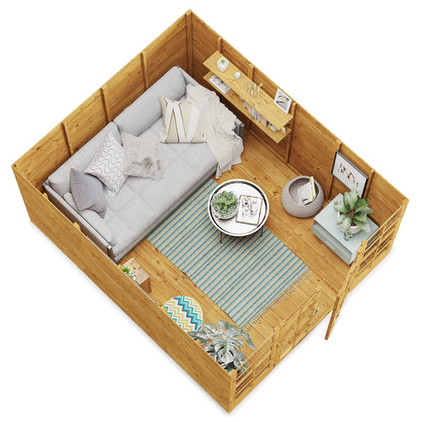 BillyOh Summerhouse Log Cabin 8 x 8 Wooden Garden Storage Shed Summer House Harper Apex Summerhouses (8x8)