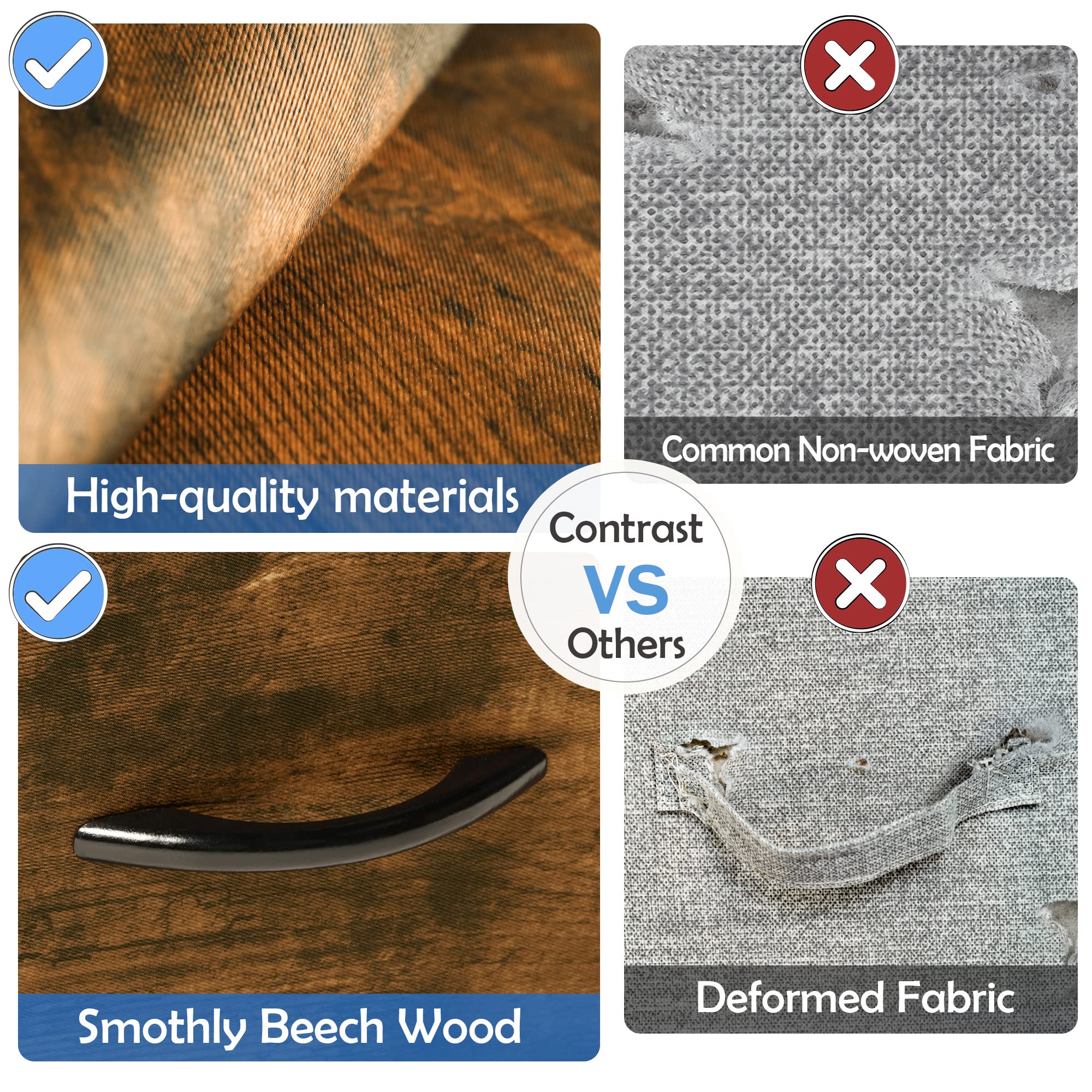 LYNCOHOME Chest of Drawers, Bedroom Drawers, Fabric Dresser with Wood Top and Large Storage Space, Easy to Assemble, for Bedroom, Living room, Kids