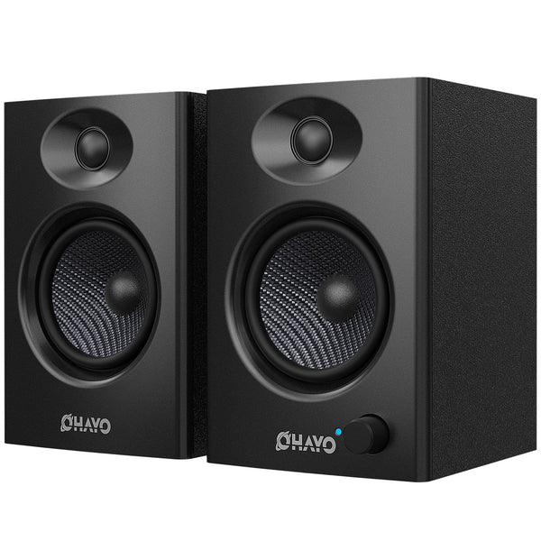 OHAYO C6 Bookshelf Speakers with 60W Peak Power, Stereo 2.0, Active Bluetooth 5.3, RCA/AUX/USB Input,Integrated Sound Card for Music and Gaming, PC Speakers for Desktop PC,TV or Laptop, Black