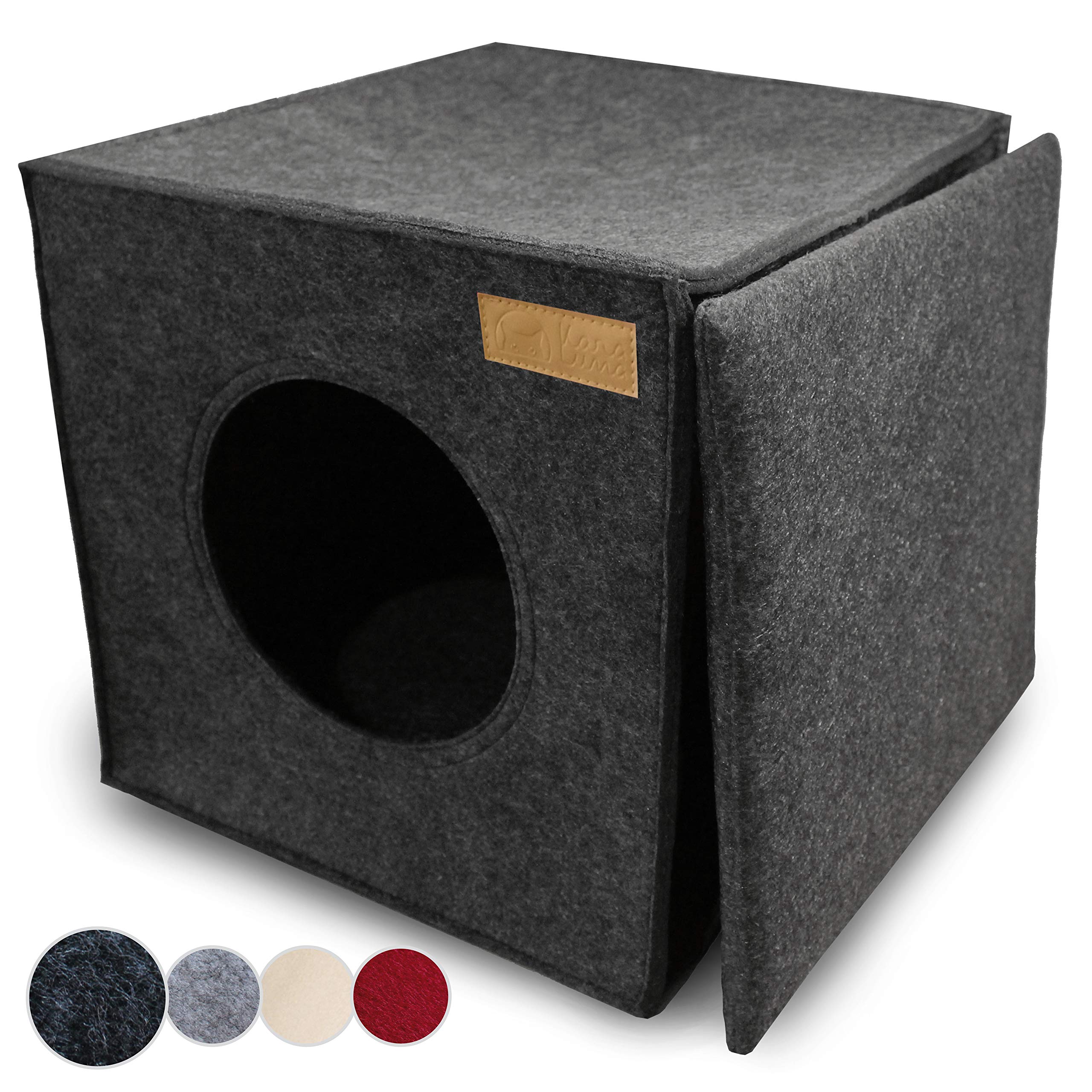 KaraLuna Felt Cat Cave for Shelf e.g. IKEA Kallax or Expedit I Cuddly Cave Shelf I Cat Cave for 2 Cats or Large Cats I Cat Sleeping Place Cat Basket