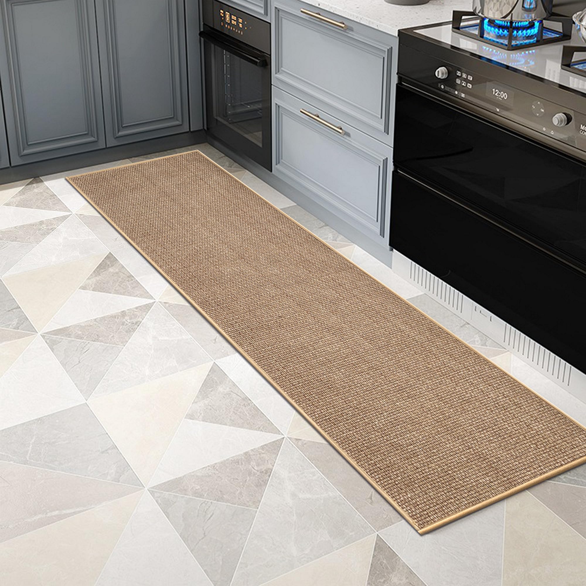 Artnice Non Slip Kitchen Mat 44x180cm, Kitchen Rug Washable Super Absorbent, Rubber Backed Kitchen Runner Rug for Hallway and Entryway, Beige