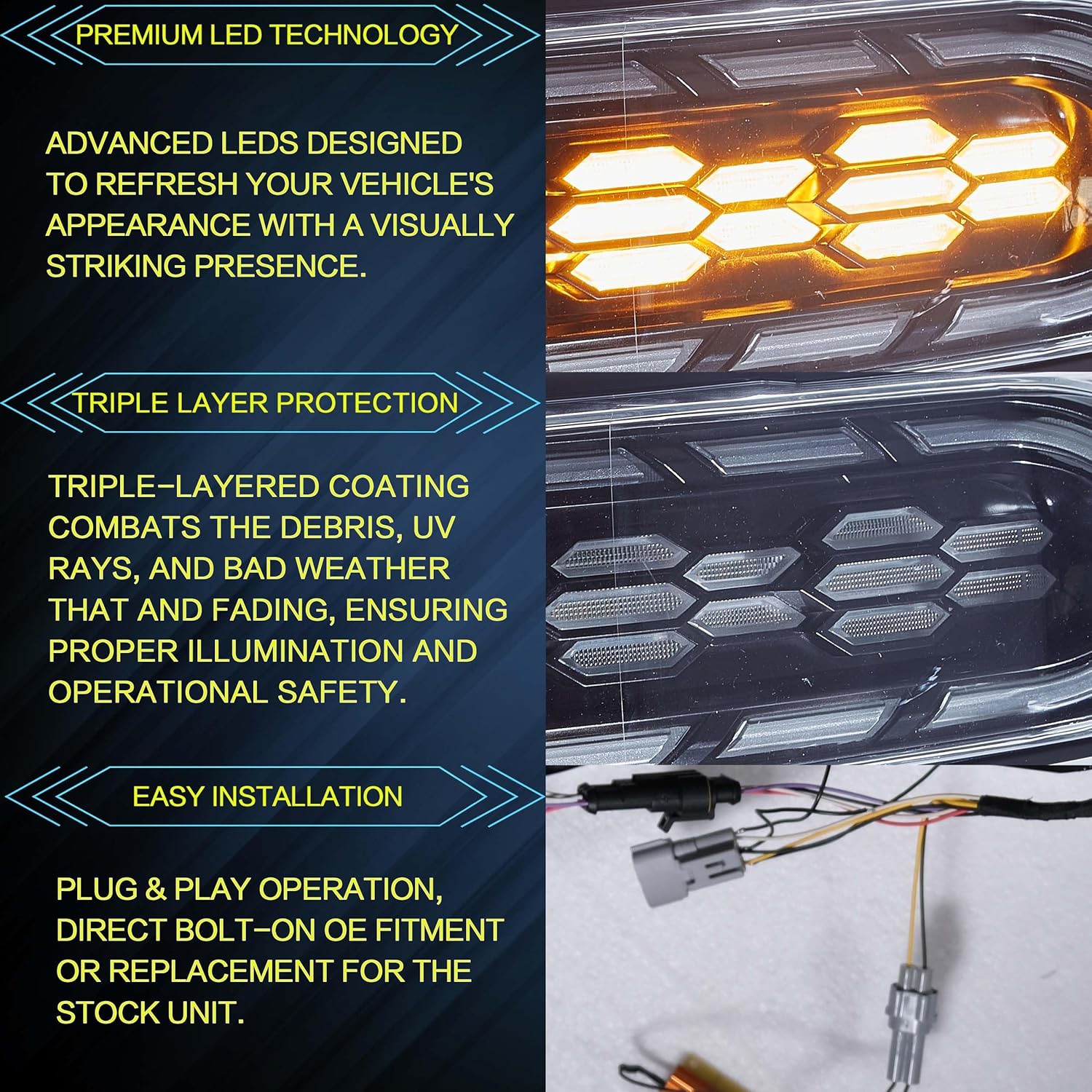 VLAND LED Headlights Compatible with 2007-2017 Toyota FJ Cruiser, Front Light with Startup Animation, Headlamp with Sequential Turn Signal