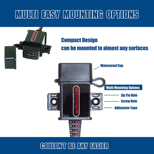 MOTOPOWER MP0609A 3.1Amp Motorcycle USB Charger Kit for Phone, GPS or Sport Camera