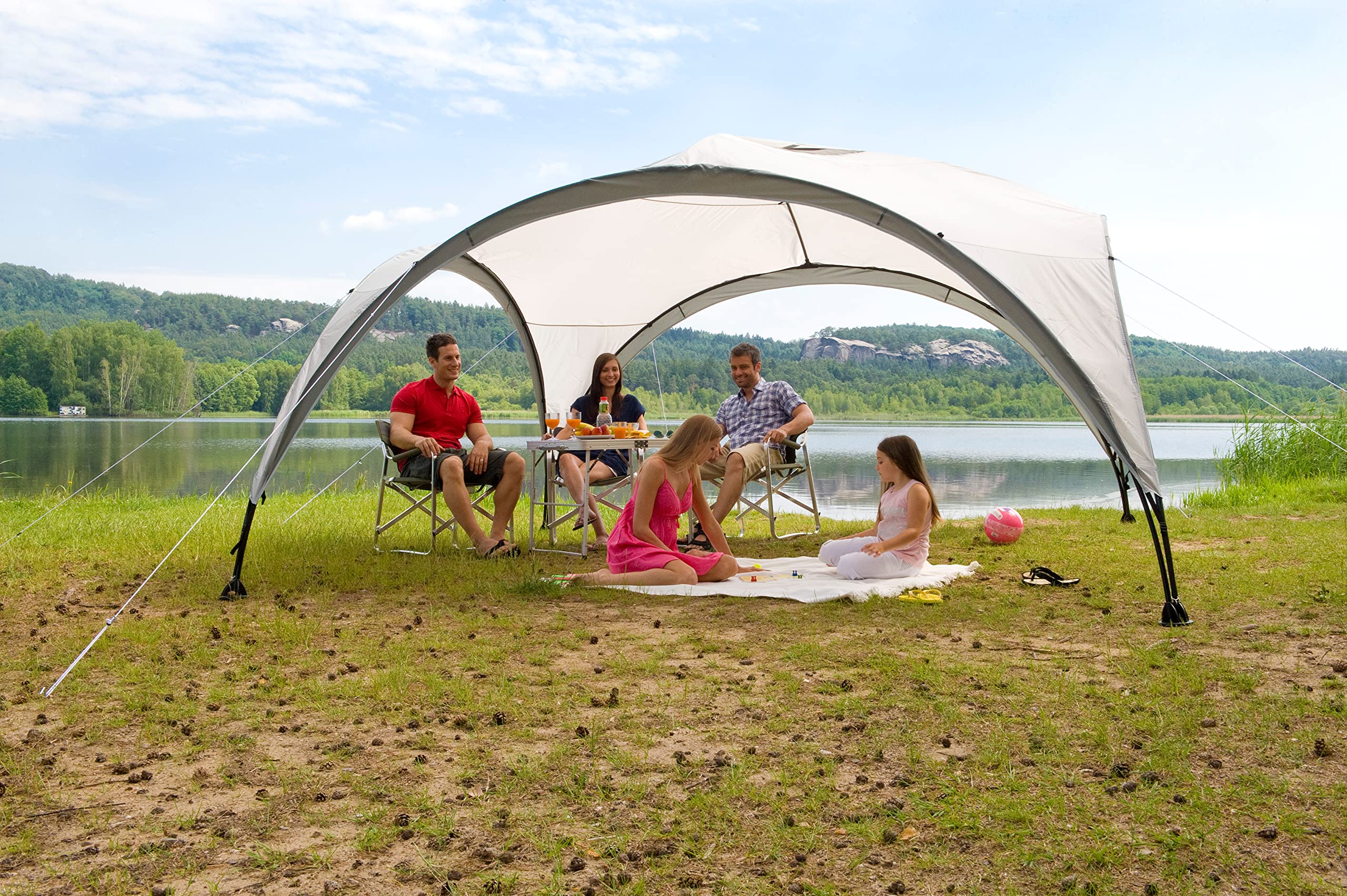 Coleman Gazebo, Event Shelter for Garden and Camping, Sturdy Steel Poles Construction, Large Event Tent, Portable Sun Shelter with Sun Protection SPF 50+, Grey/Green, L - 3.6 x 3.6 m