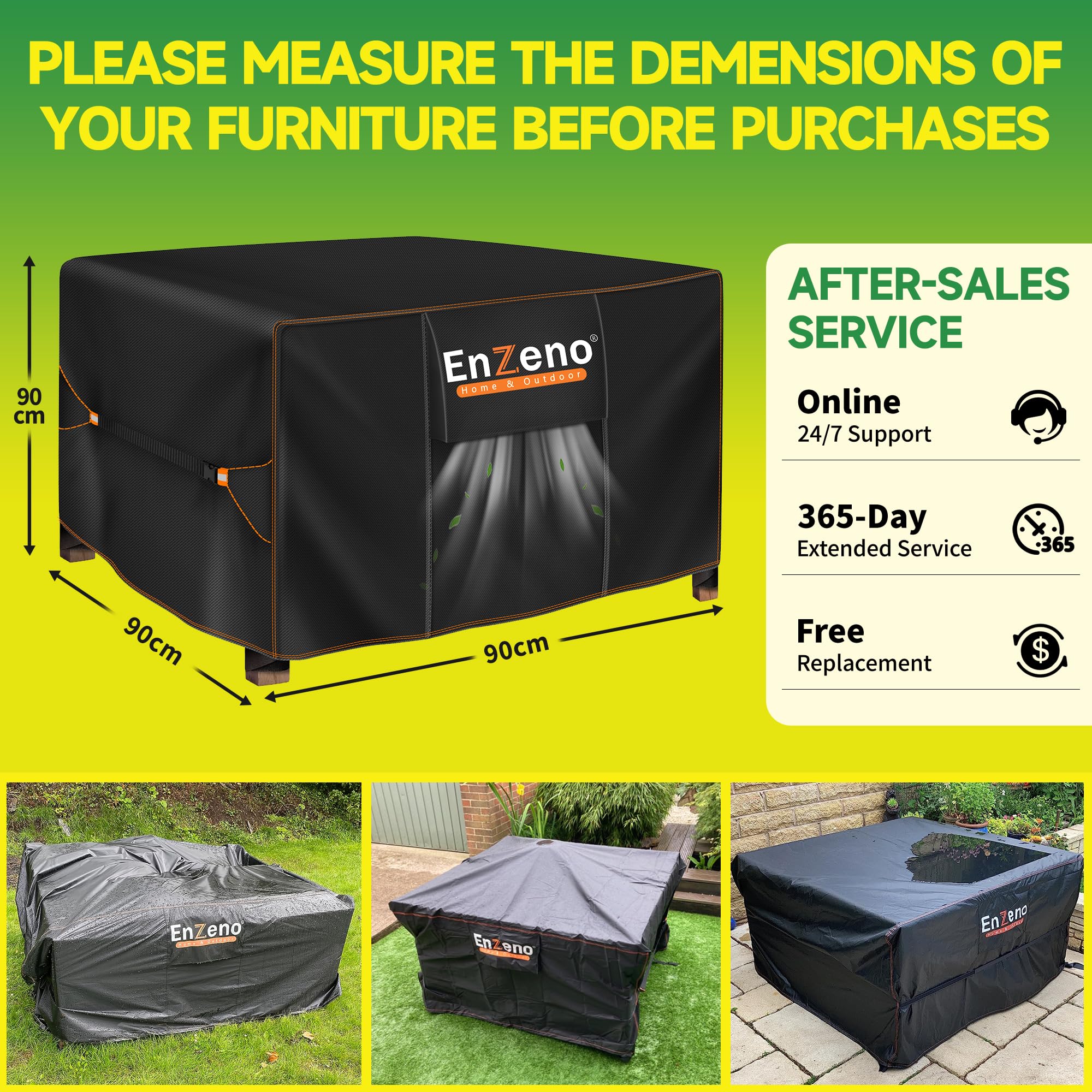 Enzeno Outdoor Garden Furniture Set Covers Waterproof,242x182x100cm Tear Resistant Oxford Fabric Furniture Covers for Outside,Large Patio Set Cover, Garden Table Cover,Windproof, Anti-UV,Rectangular