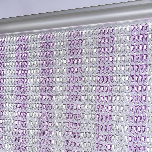 Gluwoer Aluminium Chain Curtain 100 x 210cm Metal Door Fly Screens Insect Control Curtain for Doorways (Silver & Purple)