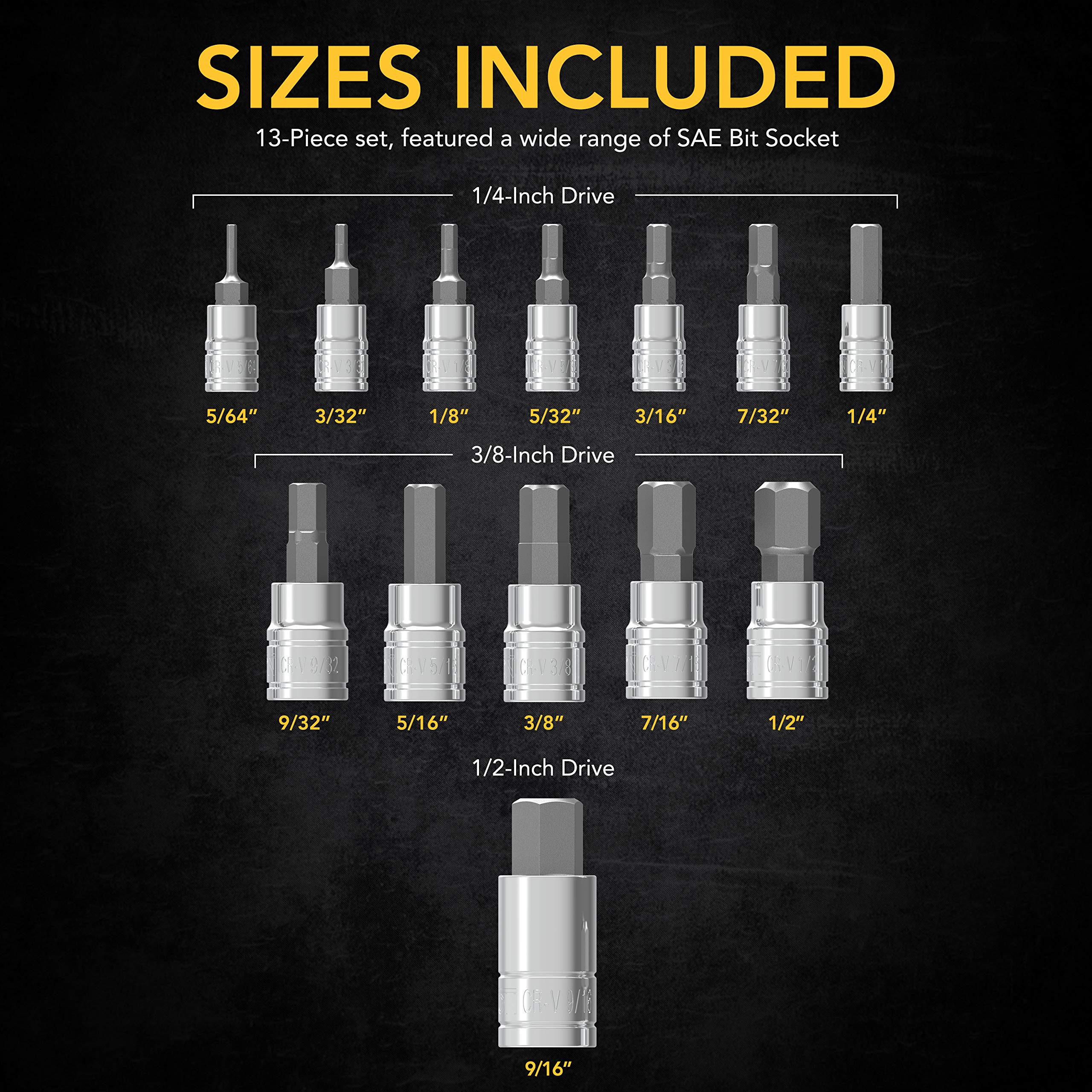 LEXIVON Master HEX Bit Socket Set, Premium S2 Alloy Steel | Complete 32-Piece, SAE and Metric Set | Enhanced Storage Case (LX-144)