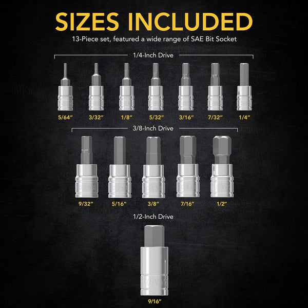 LEXIVON Master HEX Bit Socket Set, Premium S2 Alloy Steel | Complete 32-Piece, SAE and Metric Set | Enhanced Storage Case (LX-144)