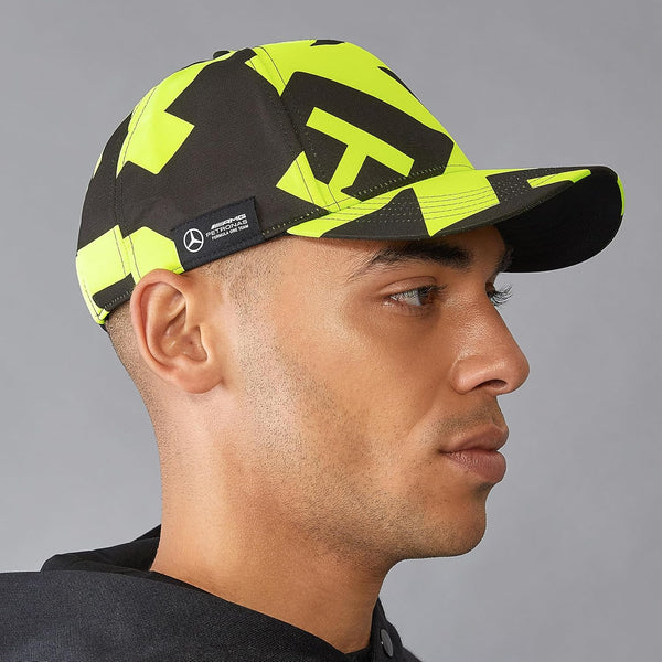 Mercedes AMG Petronas F1 Lewis Hamilton AOP Cap - Black//Yellow - One Size Fits Most