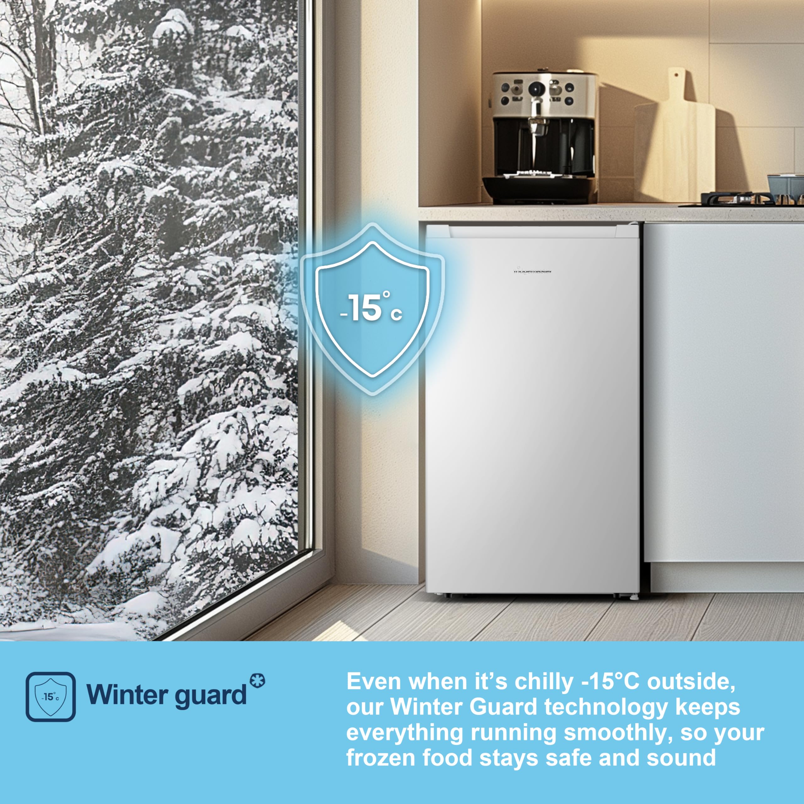 Fridgemaster MUR4545 Small Table Top 45cm Mini Fridge - 45 L - Mechanical Control with Adjustable Thermostat - Reversible Door - 39 dB Low noise - Broad Climate Design - White - E Rated