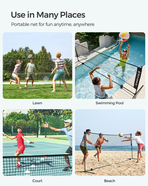 SONGMICS 3 m Badminton Net, Volleyball Net, Adjustable Poles Height, Portable Set for Tennis