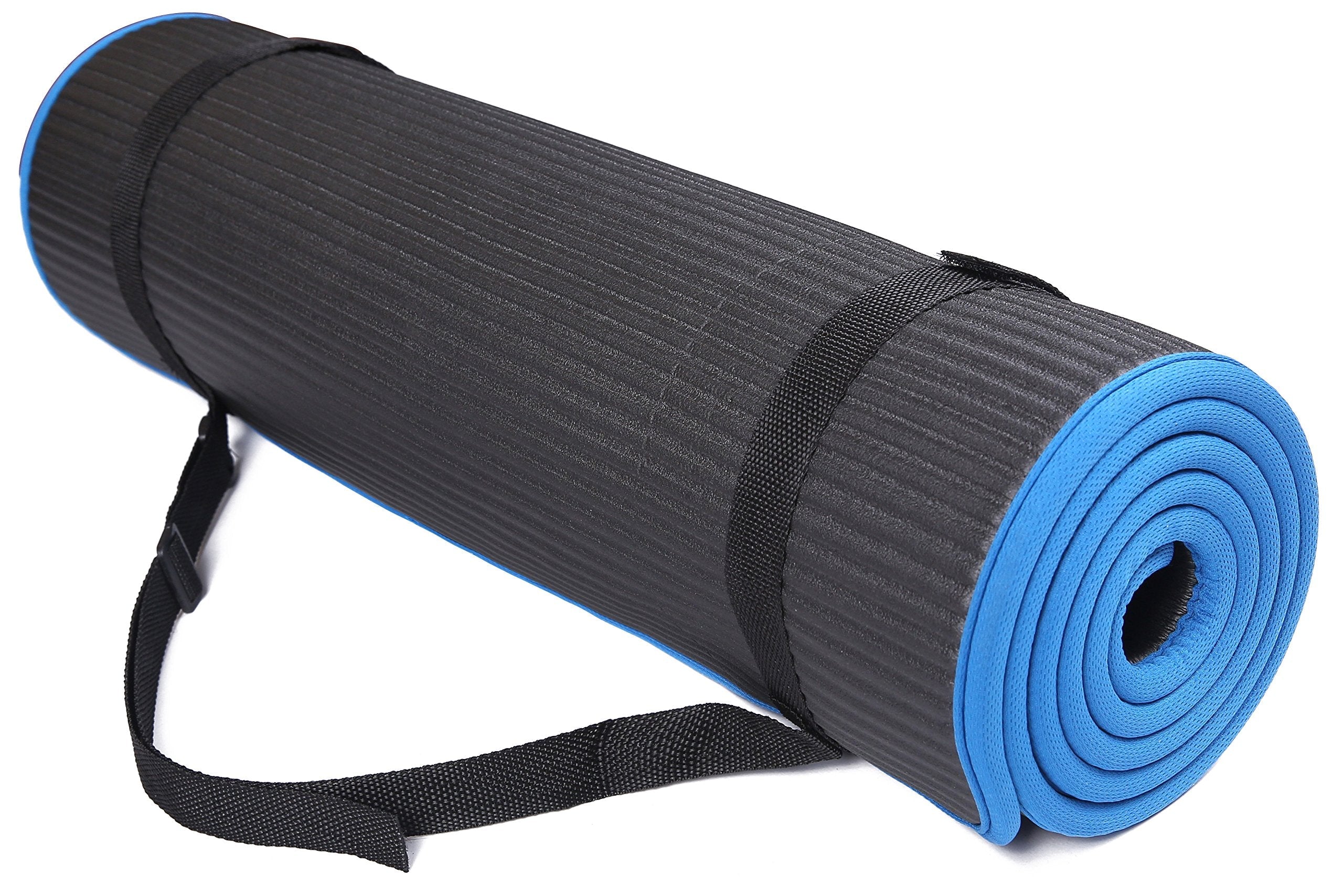 BalanceFrom BFGP-10BLK GoFit All-Purpose 10mm Extra Thick High Density Anti-Slip Exercise Pilates Yoga Mat with Carrying Strap