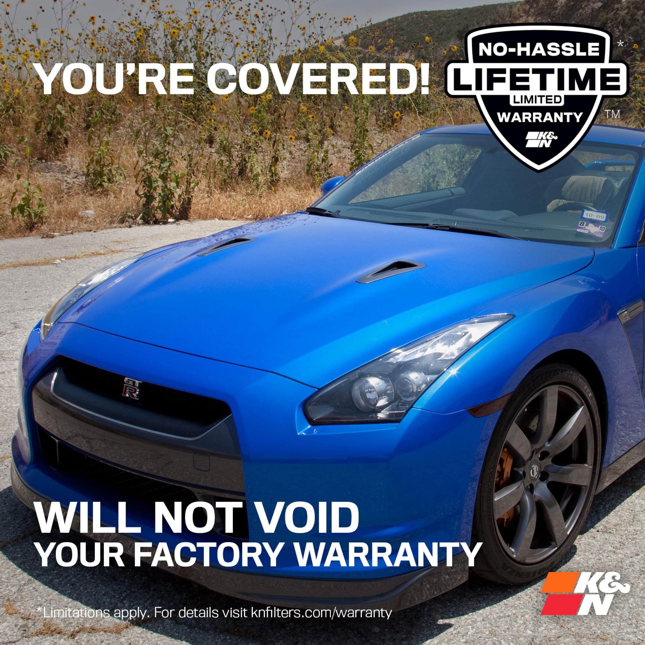 K&N Typhoon Kit compatible with Nissan 370Z/Infiniti G37 V6-3.7L 2009-2019 - Silver (69-7078TS)