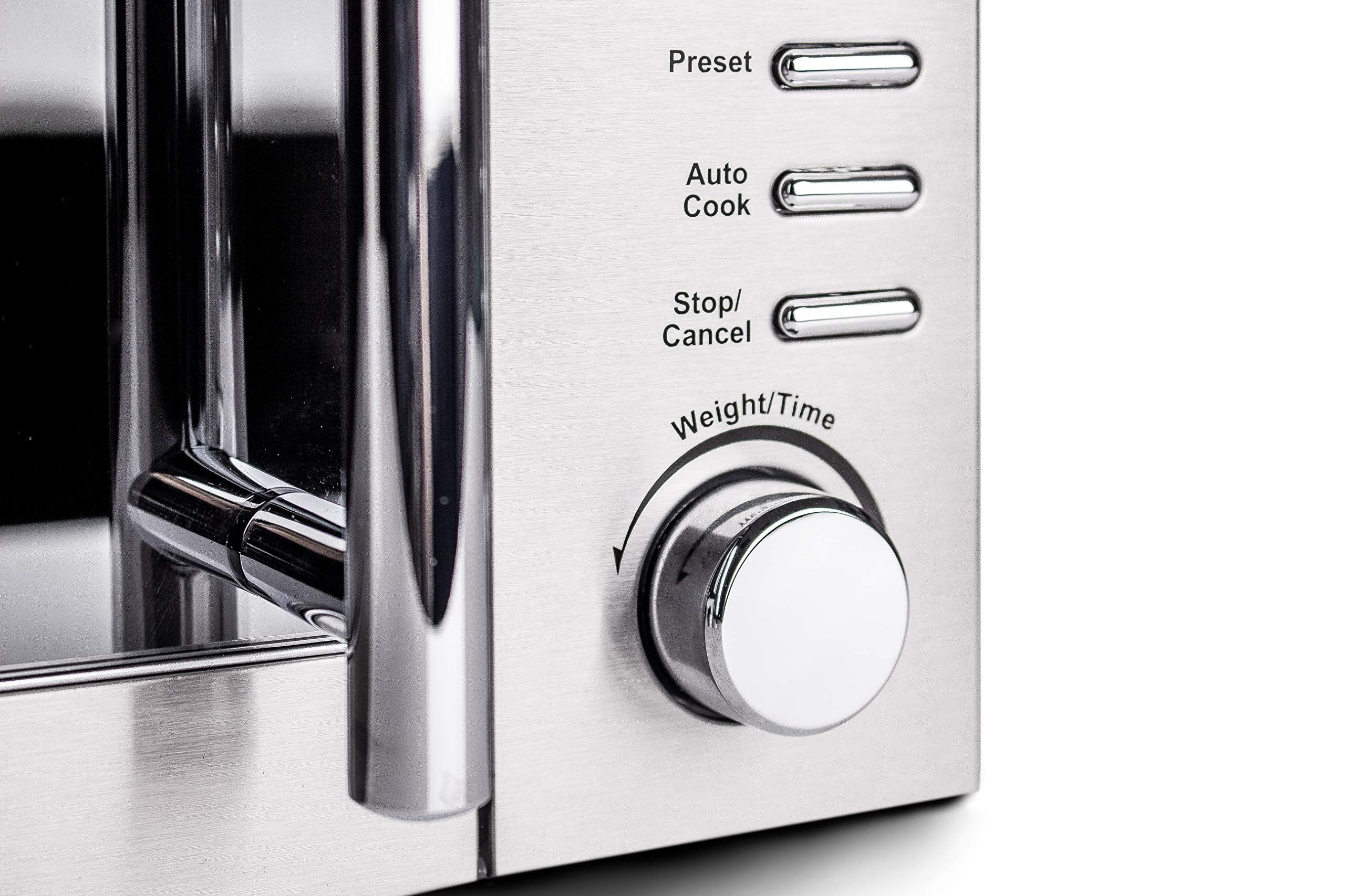 Haden 20L Digital Stainless Steel Microwave Oven - 800W, Compact Microwave, 5 Power Levels, Auto Defrost & Child Lock, Easy Clean Interior - 24.5cm