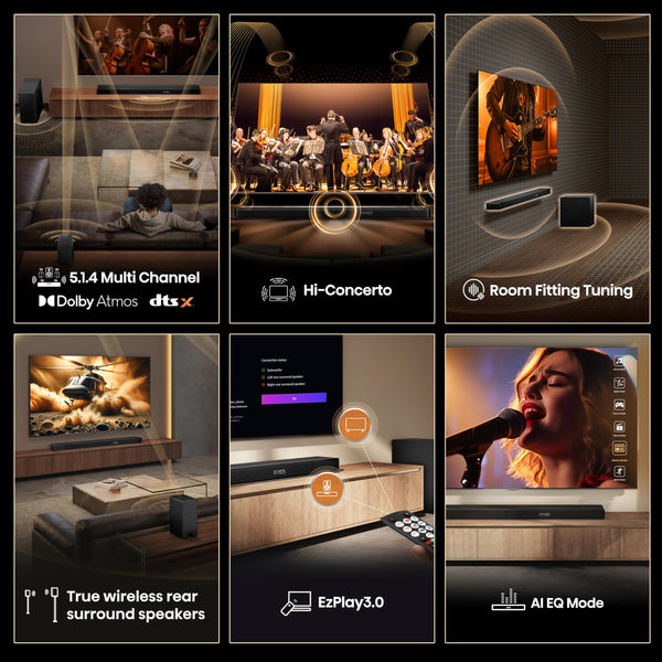 Hisense AX5125H 5.1.2 Channel 500W Dolby Atmos Soundbar with Wireless Subwoofer& Up Firing Speakers& Turly Wireless Rear Speakers