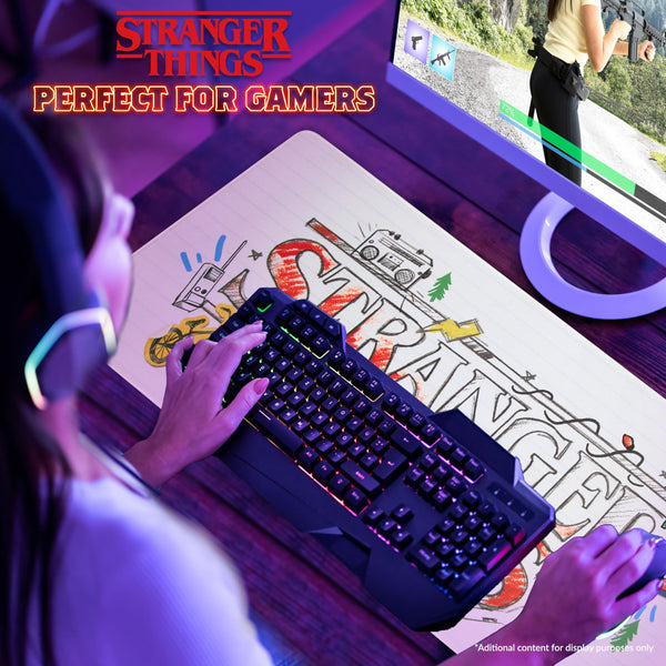 Stranger Things Desk Mat Large Mouse Mat 80 x 36 cm Desk Protector Mat PC Laptop Keyboard and Mouse Mat Gamer Gifts (White)