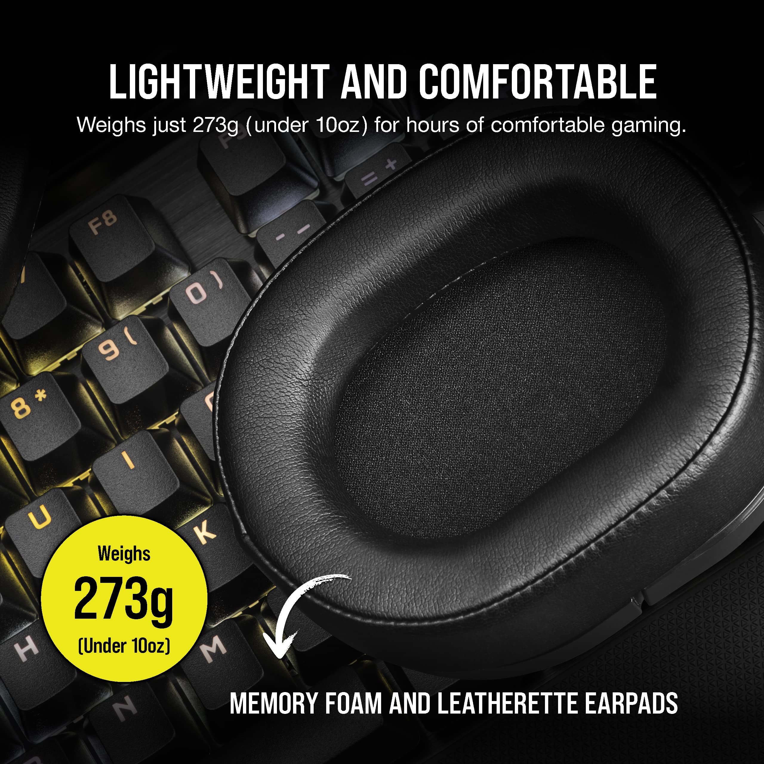 CORSAIR HS55 SURROUND Lightweight Multiplatform Wired Gaming Headset – Dolby 7.1 Surround Sound – iCUE Compatible – PC, Mac, PS5, PS4, Xbox, Nintendo Switch, Mobile – Carbon