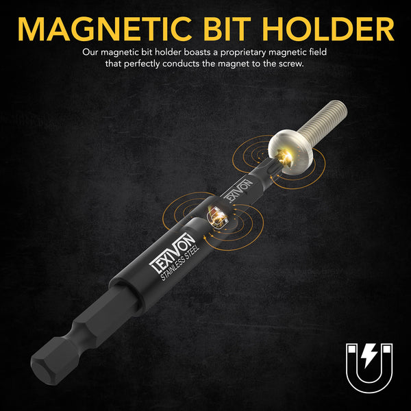 LEXIVON Impact Grade Socket Adapter Set, 3" Extension Bit with Holder | 3-Piece 1/4", 3/8", and 1/2" Drive, Adapt Your Power Drill to High Torque Impact Wrench (LX-101)