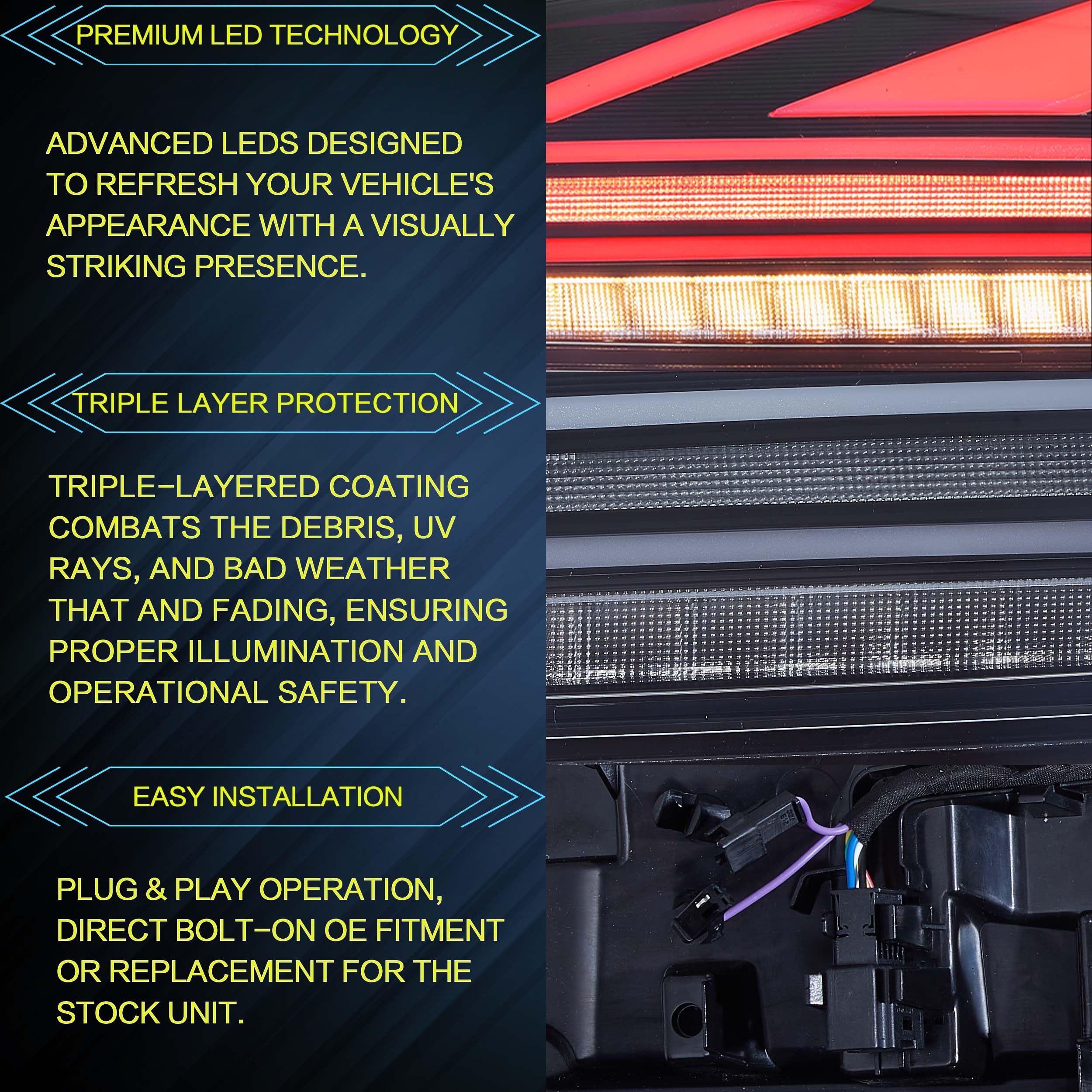 VLAND LED Tail Light Compatible with BMW Mini Cooper F55 F56 F57 2014-2021, Rear Lights with Sequential Turn Signal, Electroplated housing, Red