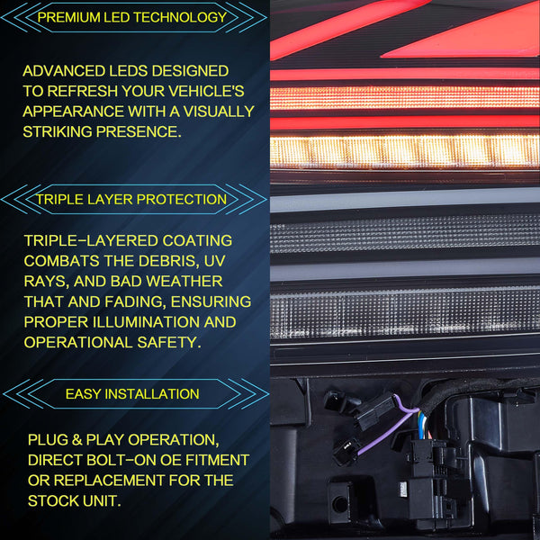 VLAND LED Tail Light Compatible with BMW Mini Cooper F55 F56 F57 2014-2021, Rear Lights with Sequential Turn Signal, Electroplated housing, Red