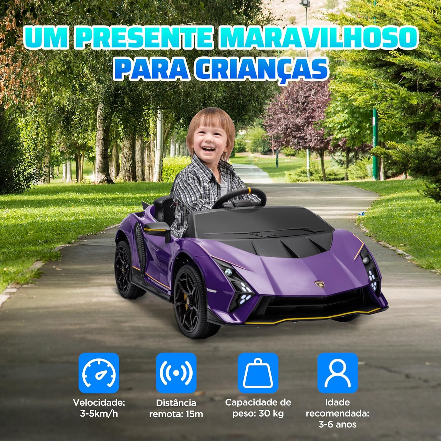AIYAPLAY 12V Lamborghini Autentica Licensed Kids Electric Car with Butterfly Doors, Ride on Car with Remote Control, 4 Suspension Wheels, Soft Start, LED Lights, Music, Horn, Grey