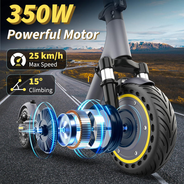Electric Scooter, Electric Scooter Adult 350W with 25-35KM Range, Max Speed 25KM/H, 8.5" Solid Tire, Double Braking System for Adults and Teens