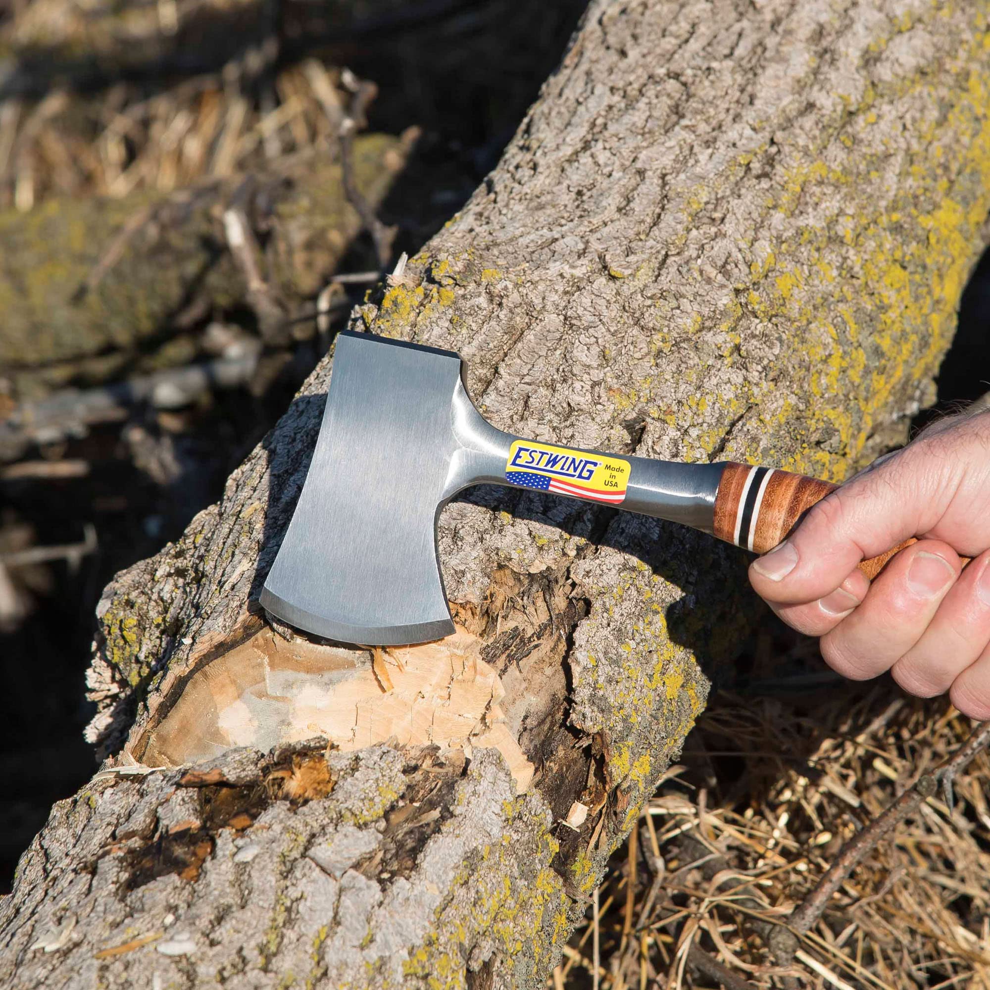 Estwing E14A Sportsman's Axe Leather Grip - 2.3/4in Edge (1.1/4 lb), Steel, 12", Hatchet