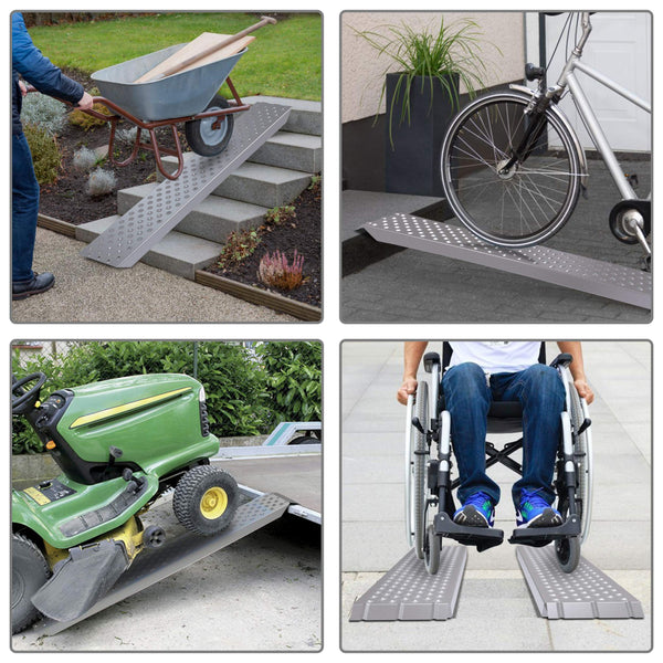 VOUNOT® Loading Ramps, Set of 2 Heavy Duty Steel Ramps, for Van, Lawnmower, ATV, Quad Motorcycle, Capacity 400 kg, 160 x 23 x 5 cm