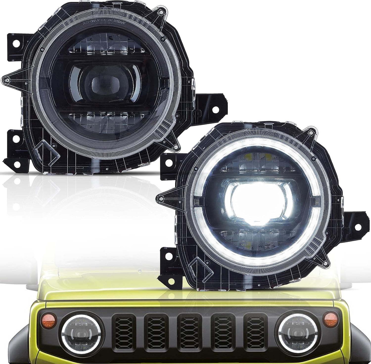 VLAND Headlights Compatible with 2019-2023 SUZUKI JIMNY, LED Front Light with Dynamic Startup DRL