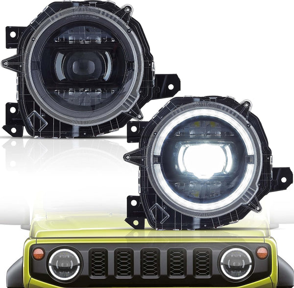 VLAND Headlights Compatible with 2019-2023 SUZUKI JIMNY, LED Front Light with Dynamic Startup DRL