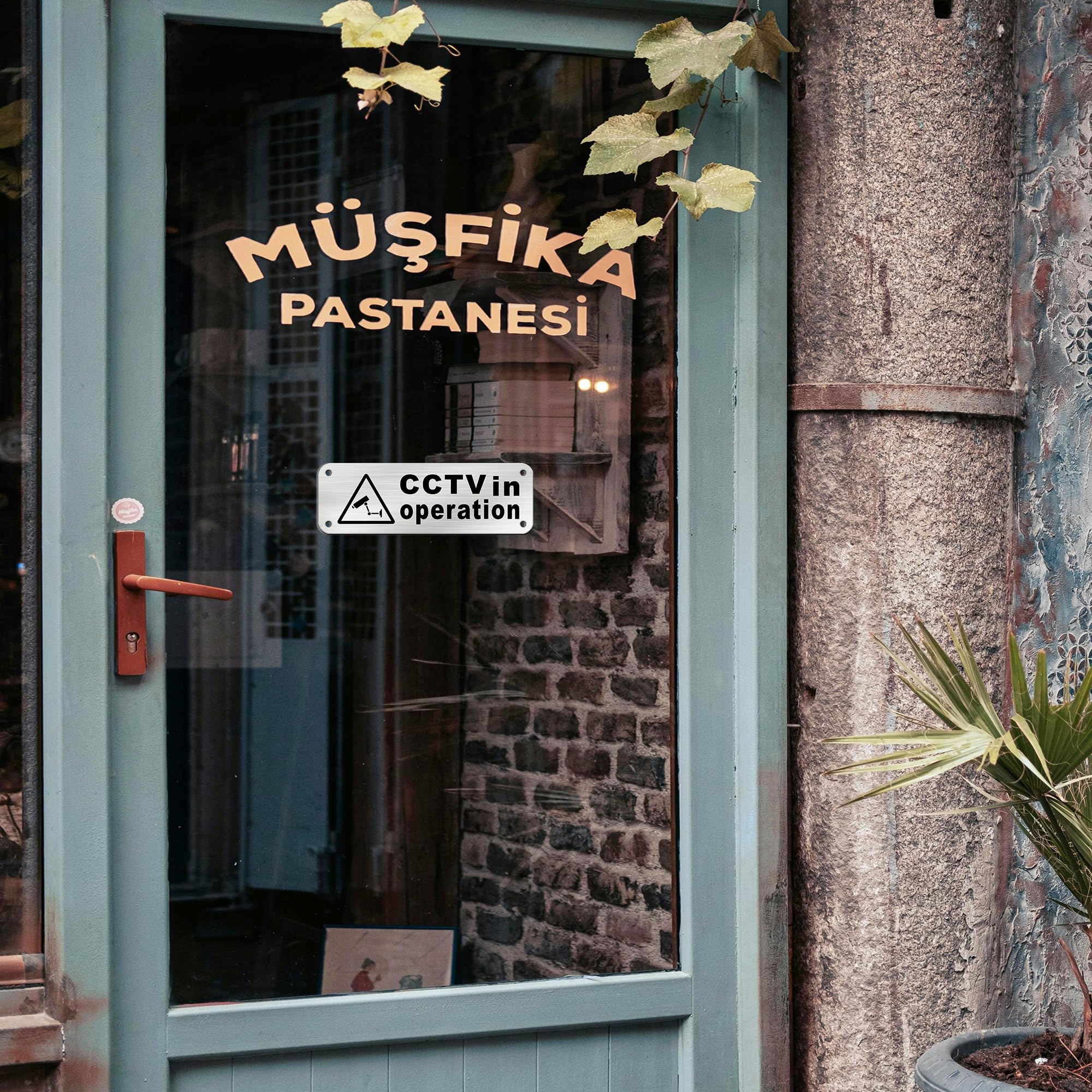 TAKULA Pre-drilled CCTV Sign - 15 * 15cm Aluminium Brushed Metal Sign - 24 HR Outdoor Waterproof, UV Resistant, Durable | Pack of 1